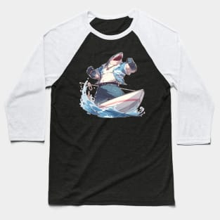 Big Brawny Anime Shark Bro Canoe Baseball T-Shirt